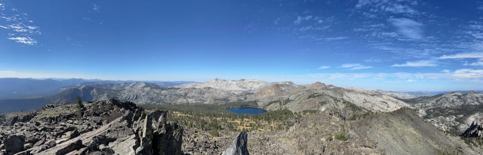 Looking at Gilmore Lake from the top of Mt. Tallac